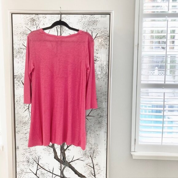 NWT $80 Mod O Doc Womens Small Pink Slub Jersey 3/4 Sleeve Tunic Flowy Tee Top - Picture 2 of 13